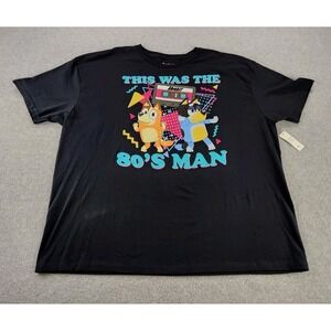 3XL Men's Bluey This Was The 80's Man Black Cartoon T-Shirt Dad‎ Vtg Retro Times